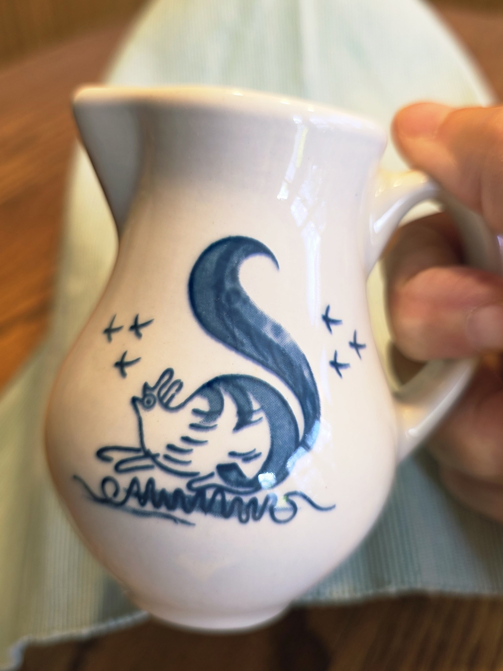 VTG Blue And White Squirrel Creamer